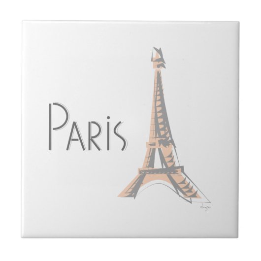 PARIS Abstrakt Gray Eiffel Tower Fliese (Vorderseite)