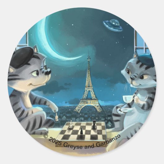 Paris am Abend Klassische Round Stickers (Vorderseite)