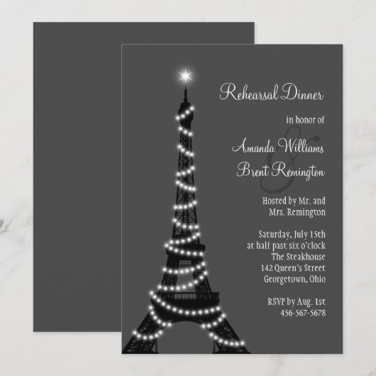 Paris am Abend Probe Dinner Einladung (Vorne/Hinten)