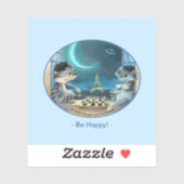 Paris am Abend Vinyl Sticker - Happy (Varia) (Blatt)