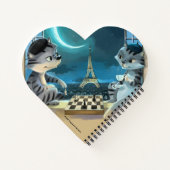 Paris am Night Heart Shaped Notebook Notizblock (Rückseite)