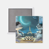 Paris am Night Square Magnet 2 Zoll (Vorderseite/Rückseite)