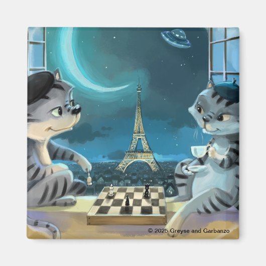 Paris am Night Square Magnet 2 Zoll (Vorne)