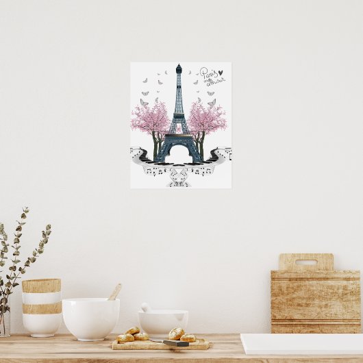 Paris Amour Hübsch Eiffelturm Poster (Küche)