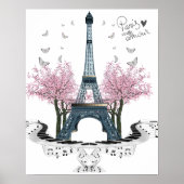Paris Amour Hübsch Eiffelturm Poster (Vorne)