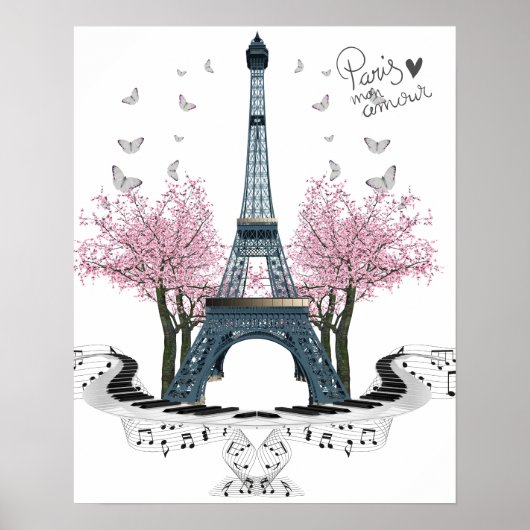 Paris Amour Hübsch Eiffelturm Poster (Vorne)