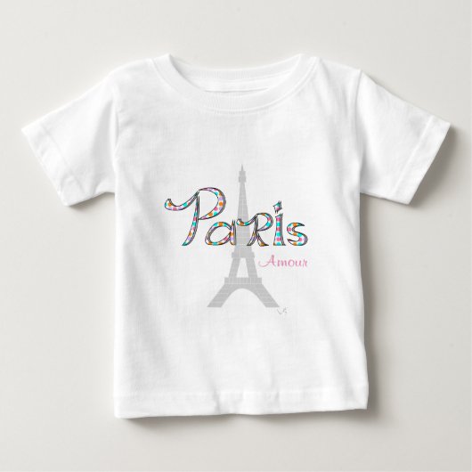 PARIS Amour mit Eiffelturm Baby T-shirt (Vorderseite)