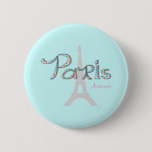 PARIS Amour mit Eiffelturm Button (Vorderseite)