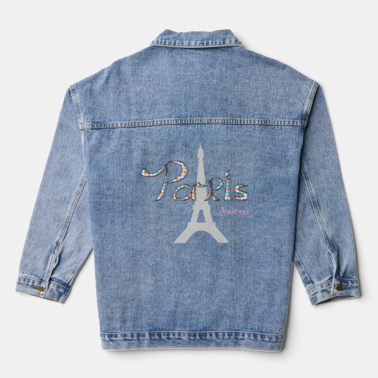 PARIS Amour mit Eiffelturm Jeansjacke (Rückseite)