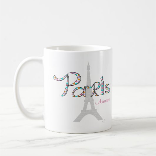 PARIS Amour mit Eiffelturm Kaffeetasse (Links)