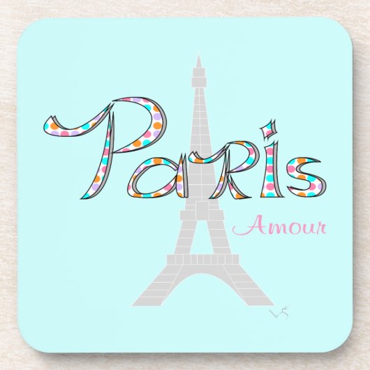 PARIS Amour mit Eiffelturm Untersetzer (Vorderseite)