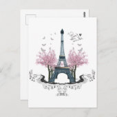 Paris Amour Wrapped Canvas Print Postcard Postkarte (Vorne/Hinten)