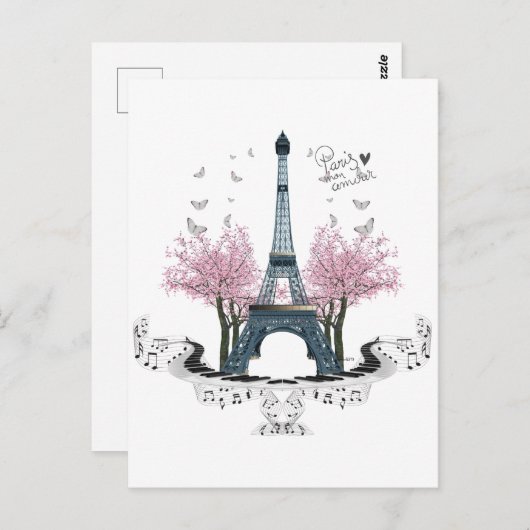 Paris Amour Wrapped Canvas Print Postcard Postkarte (Vorne/Hinten)