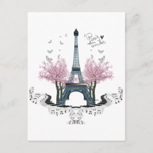 Paris Amour Wrapped Canvas Print Postcard Postkarte