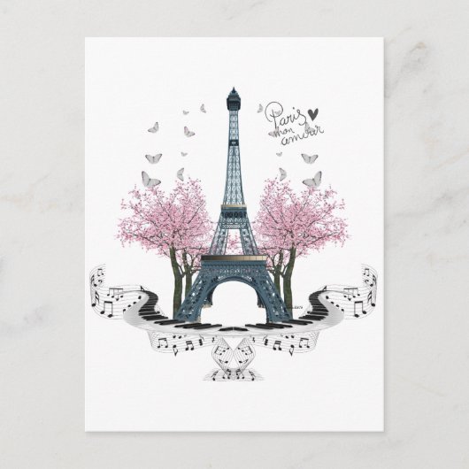 Paris Amour Wrapped Canvas Print Postcard Postkarte (Vorderseite)