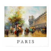 Paris an einem Regentag. Aquarellmalerei Poster
