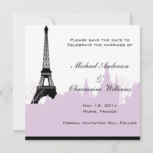 Paris Ankündigung Datum freihalten (Lila 2) (Rückseite)