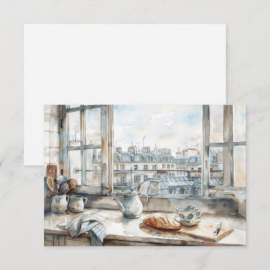 Paris Apartment Küche Wasserfarbe mit Dachterrasse Dankeskarte