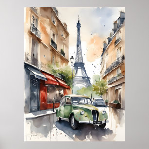Paris-Aquarell-Kunst Poster