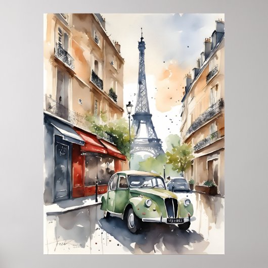Paris-Aquarell-Kunst Poster (Vorne)