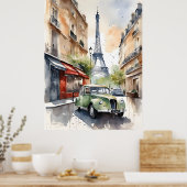 Paris-Aquarell-Kunst Poster (Küche)