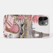 Paris Aquarell Rosa iPhone / iPad Hülle (Rückseite (Horizontal))