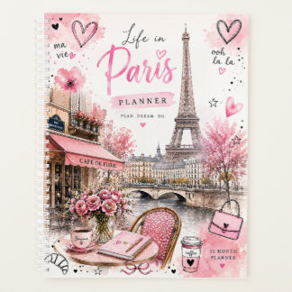 Paris-Aquarell-Rosa-Monatsplaner Planer