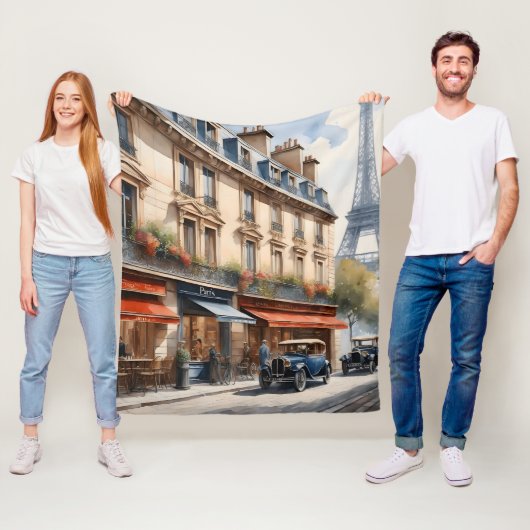 Paris Aquarellmalerei Fleecedecke (Beispiel)