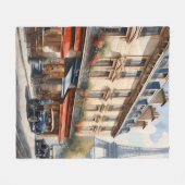 Paris Aquarellmalerei Fleecedecke (Vorderseite (Horizontal))