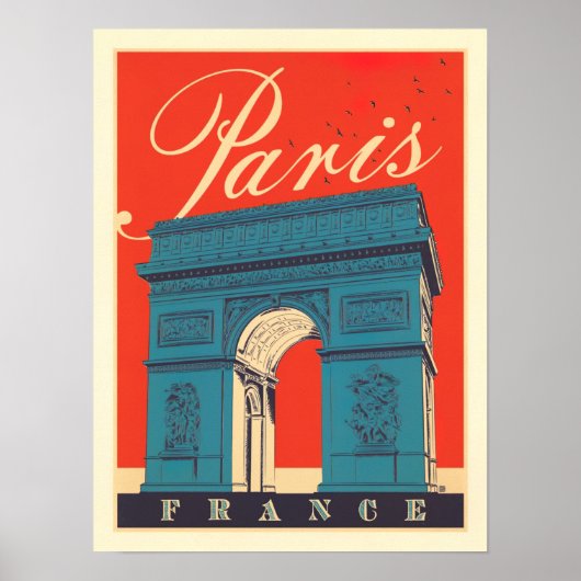 Paris Arc de Triomphe Frankreich Vintage Reise Poster (Vorne)