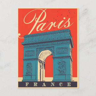Paris Arc de Triomphe Frankreich Vintage Reise Postkarte