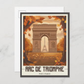 Paris Arc de Triomphe Vintag Postkarte (Vorne/Hinten)