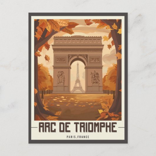 Paris Arc de Triomphe Vintag Postkarte (Vorderseite)