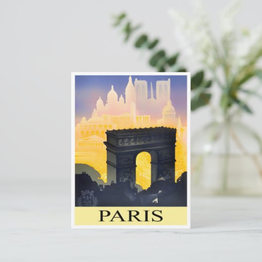 Paris Arc de Triomphe Vintage Postkarte (Stehend Vorderseite)