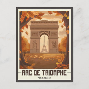 Paris Arc de Triomphe Vintage Postkarte