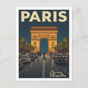 Paris Arc de Triomphe Vintage Reise Kunst Postkarte