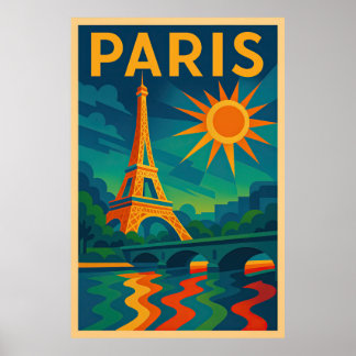 Paris Art Deco Reiseplakat - Eiffelturm der 20er J Poster