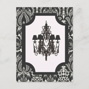 Paris Art Deko Damask Vintager schwarzer Lüster Postkarte