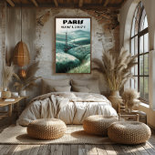 París: Arte de línea con Coordenadas. Poster