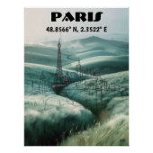 París: Arte de línea con Coordenadas. Poster (Vorderseite)