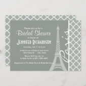 Paris; Ash Graue marokkanische Quatrefolie Einladung (Vorne/Hinten)