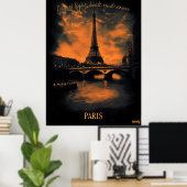 Paris at Dusk - Charcoal Monochrome Art - Elegant Poster (Heimbüro)