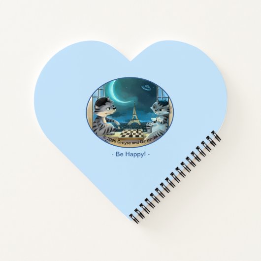 Paris at Night Heart Shaped Notebook - Happy Notizblock (Rückseite)