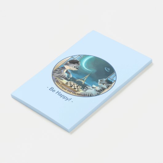 Paris at Night Notes 4" x 6" - Happy Post-it Klebezettel (angewinkelt)