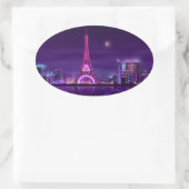 Paris at night ovaler aufkleber (Tasche)