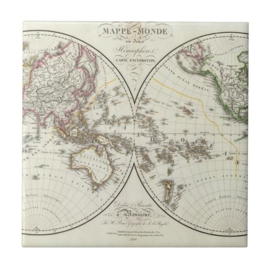 Paris-Atlas-Karte Fliese (Vorderseite)