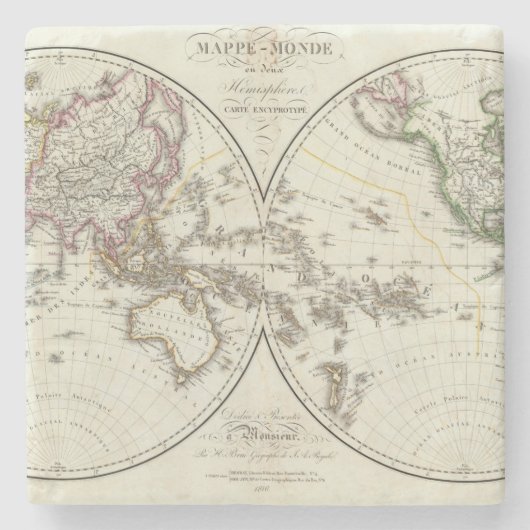 Paris-Atlas-Karte Steinuntersetzer (Vorderseite)