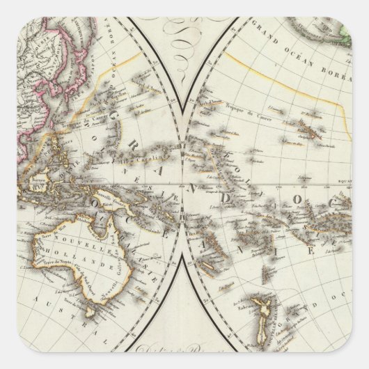 Paris Atlas Map Quadratischer Aufkleber (Vorderseite)