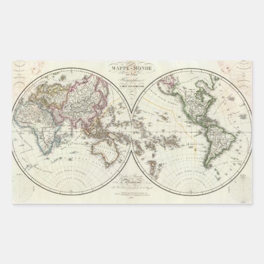 Paris Atlas Map Rechteckiger Aufkleber (Vorderseite)
