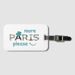 Paris Attraktionen Mehr Paris Bitte blauer Glitzer Gepäckanhänger
